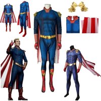 Movie The Boys Homelander Cosplay Costumes with Cape Villain Outfit Halloween Carnival Stage Superhero Role Play Full Clothes