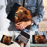 2-Piece Flame Lion Pattern PVC Laptop Case Sticker, Scratch Resistant DIY Art Case, Suitable for HP Dell, Lenovo, Apple
