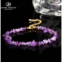 JD Natural Stone Tourmaline Amethyst Rock Quartz Crystal Stone Chip Bead Bracelet Women Healing Chakra Adjustable Chain Jewelry