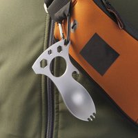 1pc Outdoor Edc Practical Fork Spoon Beer Cap Wrench Portable Mini Gear Tools Stainless Steel Bottle Opener Camp Multifunctional