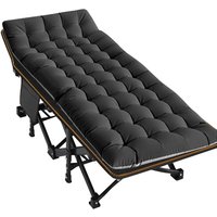 Folding Camping bed With Mat for Adults, 198cmL x 81.5cmW x 46cmH Heavy Duty Outdoor Bed with Carry Bag,1200 D Layer Oxford Tra