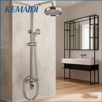 KEMAIDI Shower Faucets Set Nickel Brushed Adjustable Rain Shower Bar Cold and Hot Water Mixer Wall Mounted Shower sets