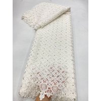 2026 African Nigerian High Quality Embroidery Lace Fabric Water Soluble Tulle Wedding Party Dress Guipure Sequins 5Yards JL567