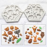 Squirrels Owls Elephant Giraffe Palm Leaf Silicone Mold Fondant Cake Decorating Tools Sugarcraft Cupcake Chocolate Baking Mold