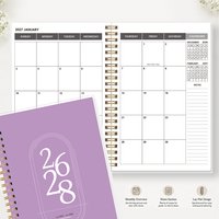 1PC 2026-2028 Academic Planner Jul 2026-Jun 2028, A5 Monthly Planner with Gold Spiral Binding, Purple Minimalist Cover