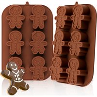1pcs Silicone Christmas Mold, Brown Thick Gingerbread Man Silicone Mold, Non-Stick Candy Mold for Making Cookies, Desserts, Cake