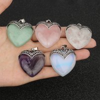 35.5x30.5x11mm 1PCS Natural Stone Love Heart Shape Pendant For Jewelry Making Necklaces DIY Wedding Holiday Gifts Accessories