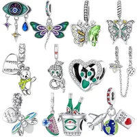 925 Sterling Silver Evil Eye Charms Beads Fit Original Bracelets Bag Keychain Charms Beads Pendant Diy Women Jewelry Gift