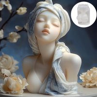 Resin Casting Mold, 1 Style of Headscarf Goddess Silicone Mold, Suitable for Candles And Resin Crafts ,Long-Haired Female Body