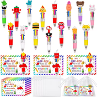 15 Sets Summer Gifts Student Rewards School Gifts 4-in-1 Multi-Color Pens Cards With Tulle Bags Back-to-School Graduation Gifts