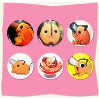 Chainsaw Man Pochita Round Snap-in Brooches Rock Band Lapel Pins Badges Fan Collection Accessories Jewelry Handmade Gifts