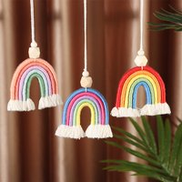 Boho Rainbow Keychain Bohemian Handmade Weaving Tassel Keyring Cute Macrame Car Ornaments Creative Bag Charm Jewelry Gifts