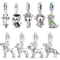 Beautiful 925 Sterling Silver Puppy Cat Swallow Raccoon Giraffe Animal Pendant Fit DIY Bracelet Necklace Package Jewelry Gifts