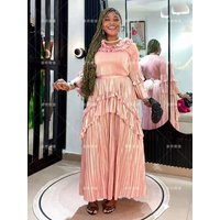 Miyake Pleats New Bronzing Lotus Leaf Dense Edge Round Neck Fashion Thin Loose Cross-border Temperament Dresses Women
