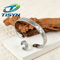 Simple Celtic Knot Zinc Alloy Bracelet & Ring 2Pcs Set Minimalist Adjustable Open Cuff Vintage Daily Jewelry for Women Men