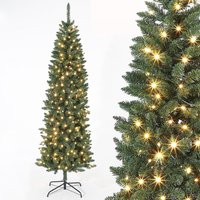 Artificial Christmas Tree with Dual-Color LED Dimming Lamps, Metal Stand Pre-lit Xmas Fir Trees for Home Office Shops Decor