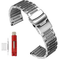 Massives Edelstahl-Uhrenarmband für Seiko Diving Mesh-Armbänder, Faltschließe, gebürstetes, poliertes Business-Armband, 18/20/22/24 mm