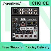 Audio-Mixer Depusheng BN4 Professionelles 5-Kanal-DJ-Mischpult mit Soundkarte 48V Phantomspeisung BLUETOOTH PC für Aufnahmen