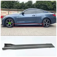 Real Carbon Fiber Side Skirt Spoiler Protector Cover Body Kit For BMW 4 Series G22 G23 G26 2020-2022 image 4