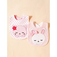 2pcs baby bib cover up, soft cotton adjustable bib with U-shaped lace, newborn feeding bib, baby saliva towel