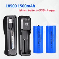 18500 Li-ion Battery 3.7V 1500mAh Rechargeable Lithium Ion Batteries +cell Charger for Electric Toy Loudspeaker Flashlight LED