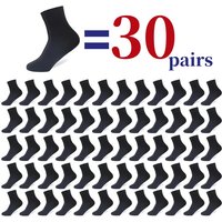30Pairs/Lot Men's Socks Classic Black Business Mid-tube Socks Soft Breathable Deodorant Antibacterial Casual Men's Socks EU38-45