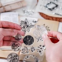 1Pcs Vintage Clear Silicone seal Plant Postmark Number envelope Letter Stamps DIY Journal Decor School Gifts