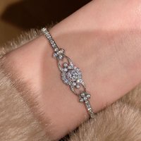 Classic Sparkling Full Diamond Double Ring Buckle Bracelet Elegant Luxury Fashion Sparkling Bracelets for women Wedding Jewelry