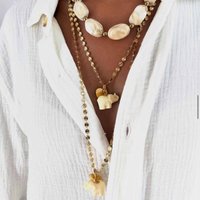Stainless steel non fading sunflower circular chain necklace, white elephant pendant, heart-shaped sweater chain