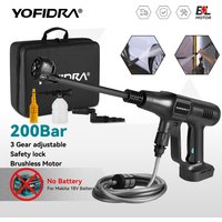 Yofidra 200Bar Brushless High Pressure Car Washer Water Gun 6 IN 1 Cleaning Garden Washing Wash Spray Gun For Makita Battery Pin