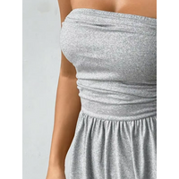 A two-piece set of sexy pleated strapless jumpsuit for women