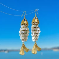 Gold Fish Pendant Hoop Earrings for Women Vintage Animal Drop Earrings Cute Dangle Earrings Trendy Fashion Jewelry Party Gift