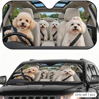 Poodle and Maltese Sun Visor Car Windshield Sunshade UV Protection Reflective Foldable Heat Insulation Cover
