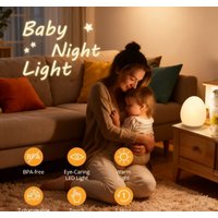 “Egg-Shaped Silicone Night Light, Touch-Dimmable 7-Color RGB Lamp with Memory Function, BPA-Free Nursery Light for Baby’s