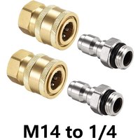 Pressure Washer Quick Connect Kit M14x1.5 to 1/4 Inch Connector Fittings Plug Gun to Hose for Spray Lance Hose Pump Adapter