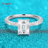Smyoue 1-4CT Emerald/radiant Cut Moissanite Ring for Women Engagement Wedding Bride 100% Sterling Silver 925 Jewelry Certified