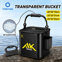 Fishing Live Fish Bucket Thickened Transparent Folding Water Bucket Portable Multi-purpose Fish Tank Bait Bucket Storage Outdoor