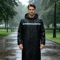 High Quality Breathable Night Light Rain Cover Full-body Rainstorm-proof Heavy Rain Raincoat One-piece Black Thickened Raincoat