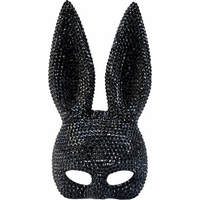 Crystal Studded Bunny Half Face Mask Full Acrylic Rhinestone Photo Shoots Glitter Mask Rhinestone Face Mask Party and Cosplay