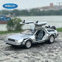 Welly 1:24 DMC-12 DeLorean Time Machine Back to the Future Sports Car Diecast Metal Track Race Vehicle Car Model Simulation Gift