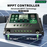 Solar Charge Controller 10A/30A/60A 12V/24V Auto Dual USB LCD Display Solar Panel Regulator Overload Protection for Battery