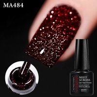 MEET ACROSS 7ml Wine Red Sparkly Reflective Gel Nail Polish Diamond Glitter Flash UV LED Soak Off Gel Manicure Home Salon