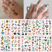 10pcs Cartoon Temporary Tattoos Lion Flower Dinosaur Animal Fake Tattoo Stickers Cute Tattoo Body Decor