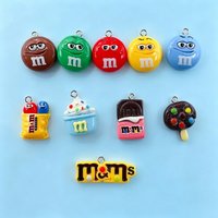 10pcs Colorful M Bean Candy Resin Charms Handmade Accessories