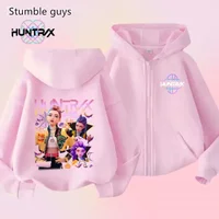 Long Sleeve Autumn Kids Zipper Hoodie KPop Demon Hunters Boys Girls Sweatshirt Anime Clothes Casual Halloween