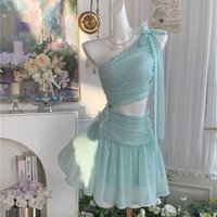 Summer Casual Sweet 2 Piece Sets Women Solid Lace Up Design Beach Style Mini Skirt Suit Female Chic Retro Korean Popular Clothes