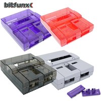 Bitfunx SNES Replacement Shell Transparent Case for Nintendo SNES SFC US Version Retro Gaming Consoles Translucent Black