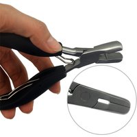 1pc 5.7 inch 2 in 1 Black Handle Plier with Flat Grooves 3mm and 5mm grooves Pre-Bonded Hair Extension Clamp