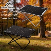 MOUNTAINHIKER Lightweight Folding Tactical Camping Table Carbon Steel Outdoor Picnic BBQ Desk with Quick Storage for Fishing