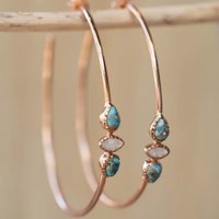 Vintage Gold Color Imitation Turquoise Dangle Women's Earrings Geometric Droplet Daily Wear Party